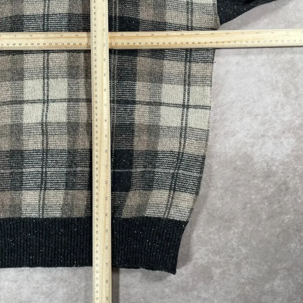90’s Vintage John Ashford Plaid Cream Brown Lambswool Cozy Sweater
